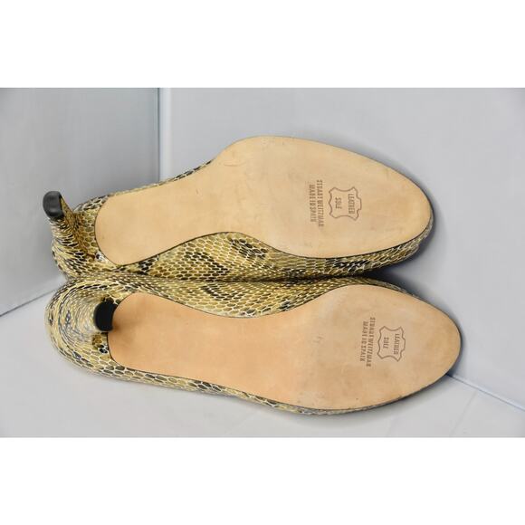 Stuart Weitzman Logo Plainfield Snake-Print Leather Peep-toe Pump Size 11 - Picture 8 of 11